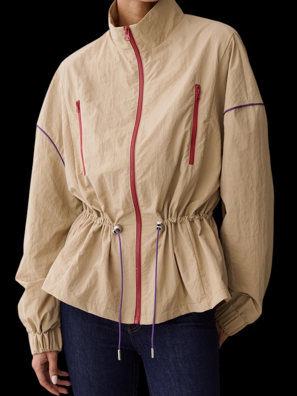 Few Moda Seafield Windbreaker Tan Red NWT